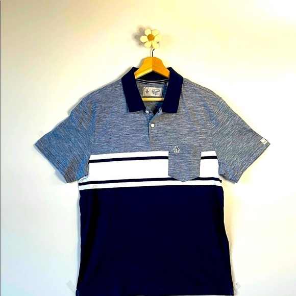 Original Penguin Gray and Blue Polo Shirt Sporty Casual Design - Picture 3 of 5